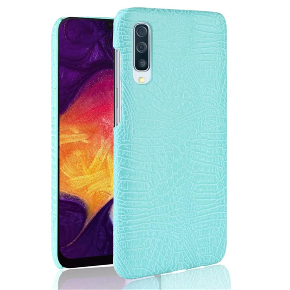 Coque Samsung Galaxy A50 Croco Cuir Turquoise