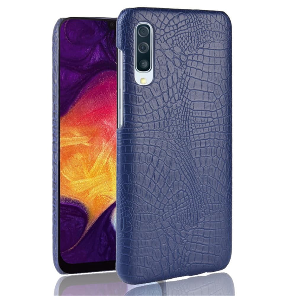 Coque Samsung Galaxy A50 Croco Cuir Bleue