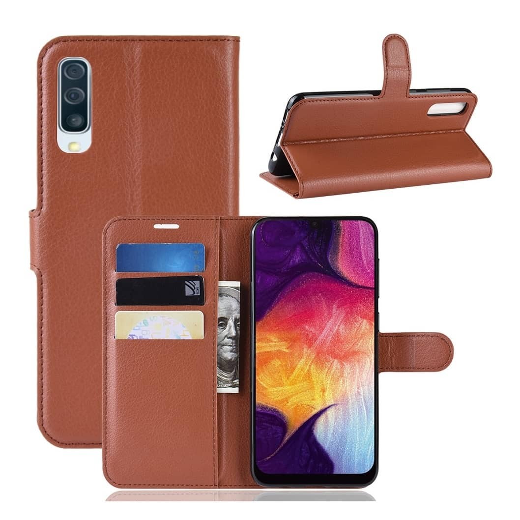 Etuis Portefeuille Samsung Galaxy A50 Simili Cuir Marron