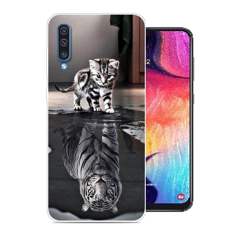 Coque Silicone Samsung Galaxy A50 Chat Mirroir