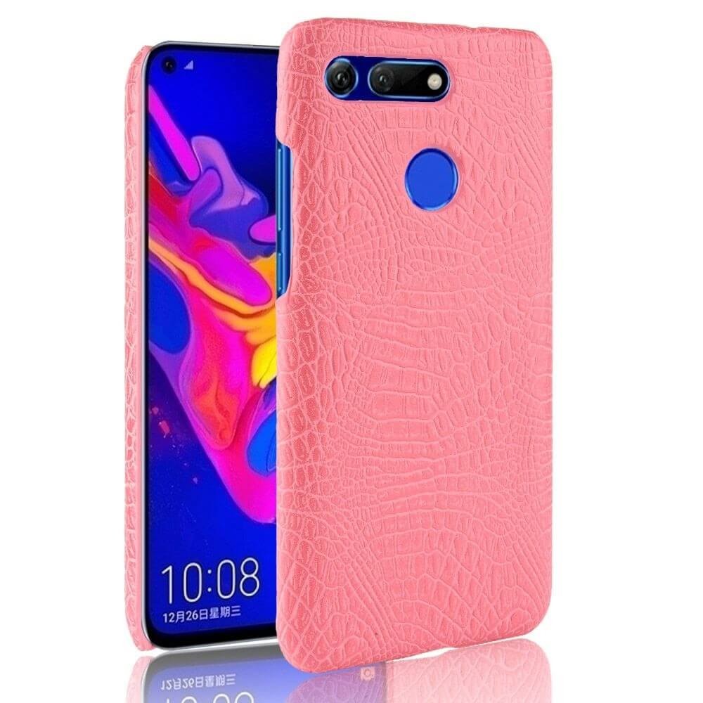 Coque Honor View 20 Croco Cuir Rose