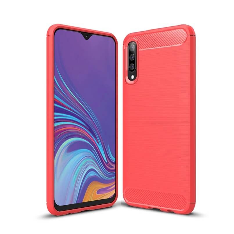 Coque Silicone Samsung Galaxy A70 Brossé Rouge