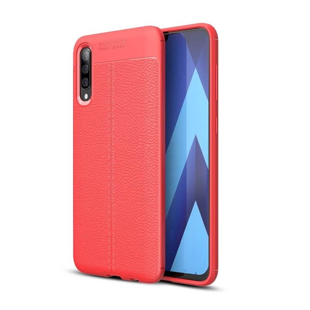 Coque Silicone Samsung Galaxy A70 Cuir 3D Rouge