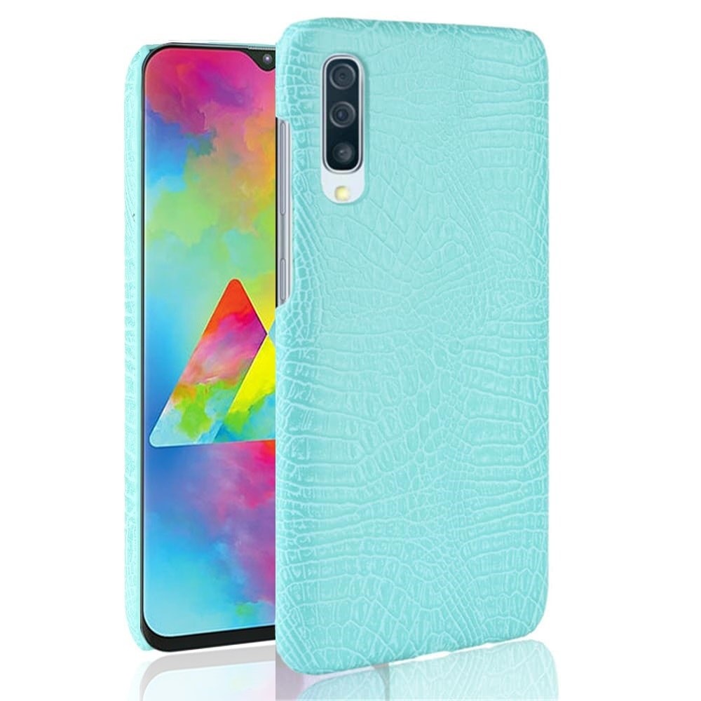 Coque Samsung Galaxy A70 Croco Cuir Turquoise