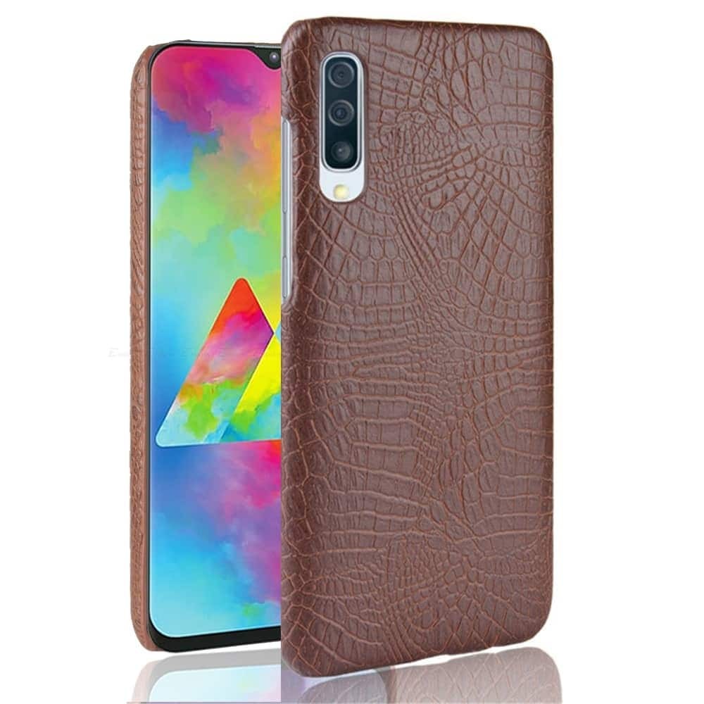 Coque Samsung Galaxy A70 Croco Cuir Marron