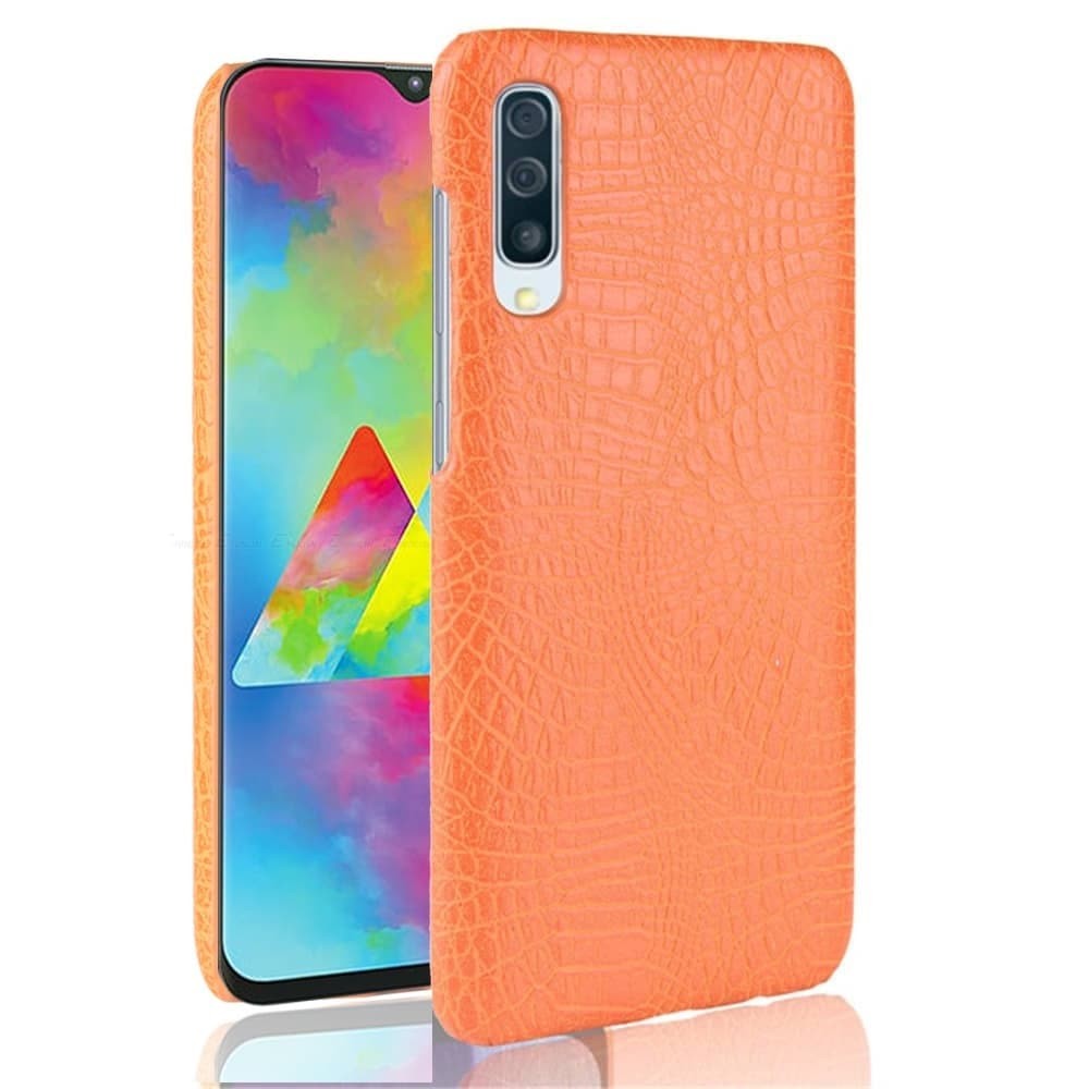 Coque Samsung Galaxy A70 Croco Cuir Orange