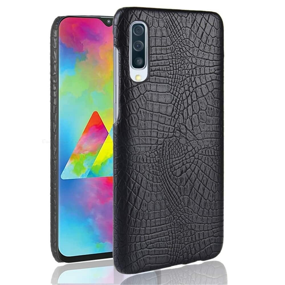Coque Samsung Galaxy A70 Croco Cuir Noire