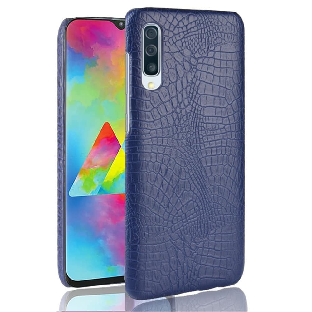 Coque Samsung Galaxy A70 Croco Cuir Bleue