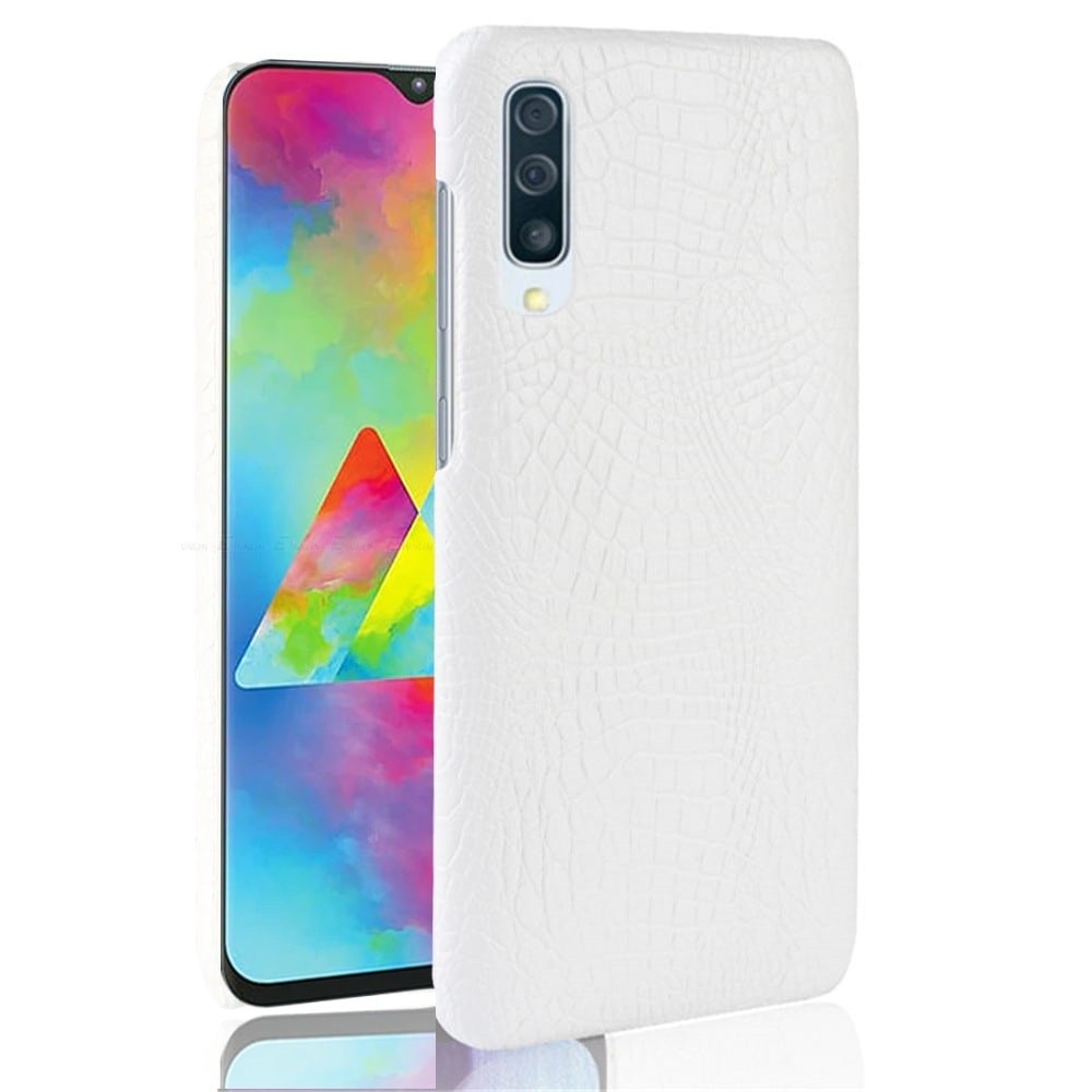 Coque Samsung Galaxy A70 Croco Cuir Blanche