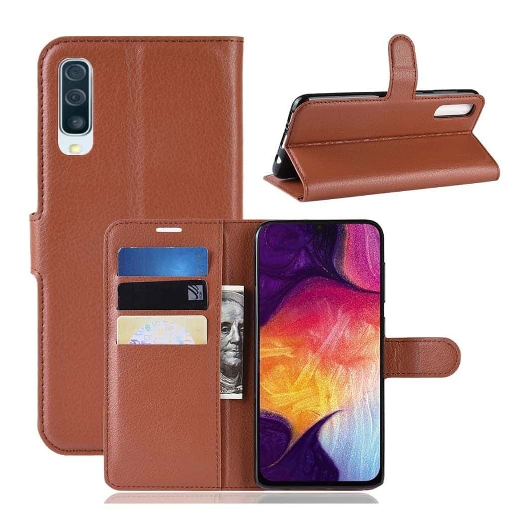 Etuis Portefeuille Samsung Galaxy A70 Simili Cuir Marron