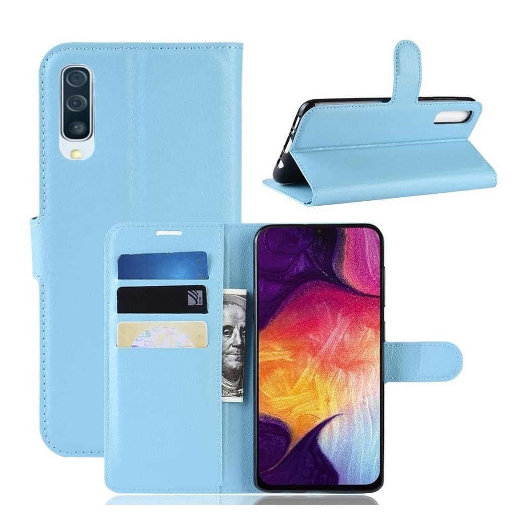 Etuis Portefeuille Samsung Galaxy A70 Simili Cuir Bleu