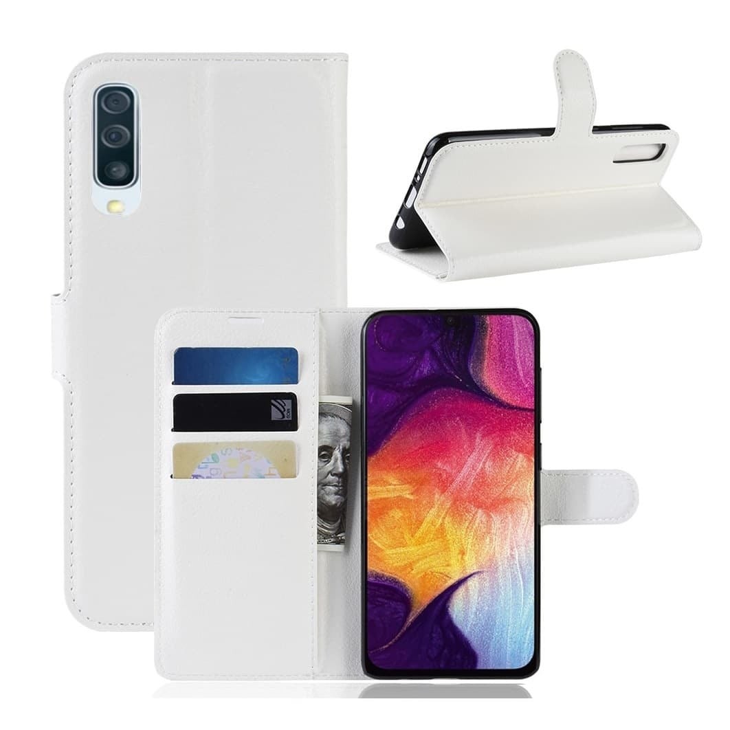 Etuis Portefeuille Samsung Galaxy A70 Simili Cuir Blanc
