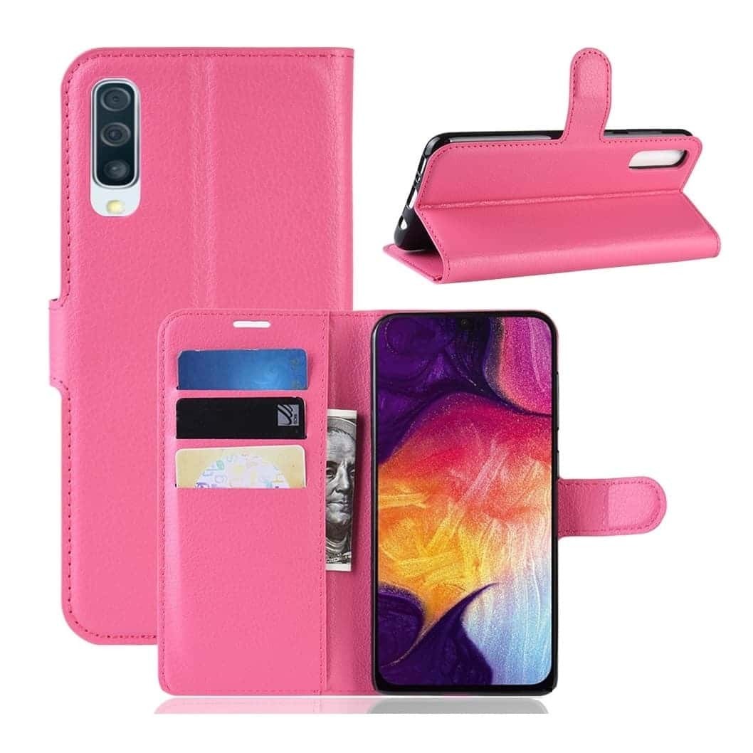 Etuis Portefeuille Samsung Galaxy A70 Simili Cuir Fushia