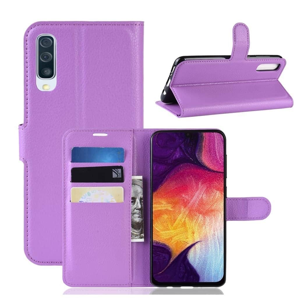Etuis Portefeuille Samsung Galaxy A70 Simili Cuir Lila
