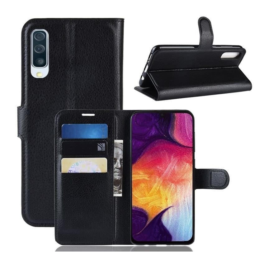 Etuis Portefeuille Samsung Galaxy A70 Simili Cuir Noir