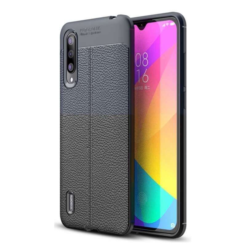 Coque Silicone Xiaomi MI 9 Lite Cuir 3D Bleu
