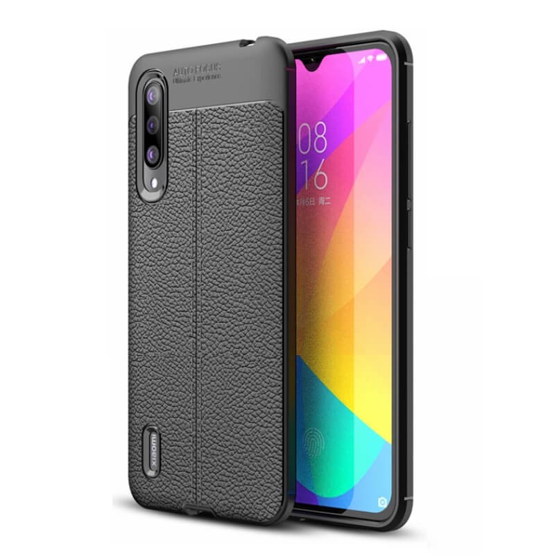 Coque Silicone Xiaomi MI 9 Lite Cuir 3D Noire