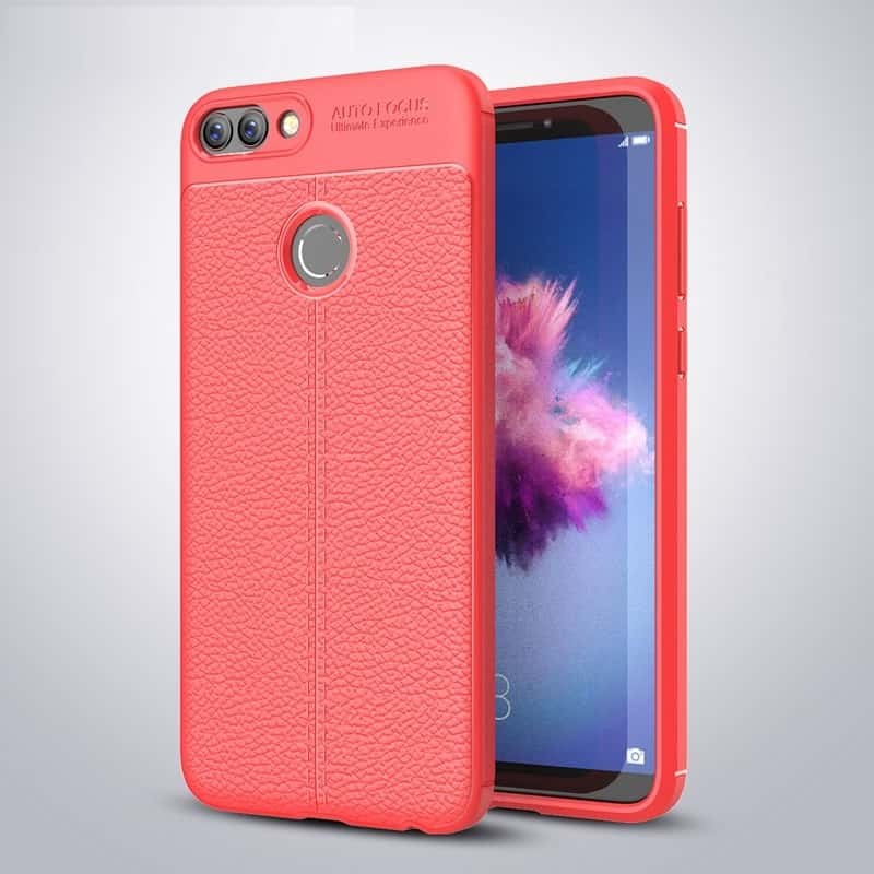 Coque Silicone Huawei P Smart Cuir 3D Rouge