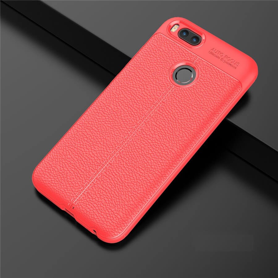 Coque Silicone Xiaomi MI A1 Cuir 3D Rouge