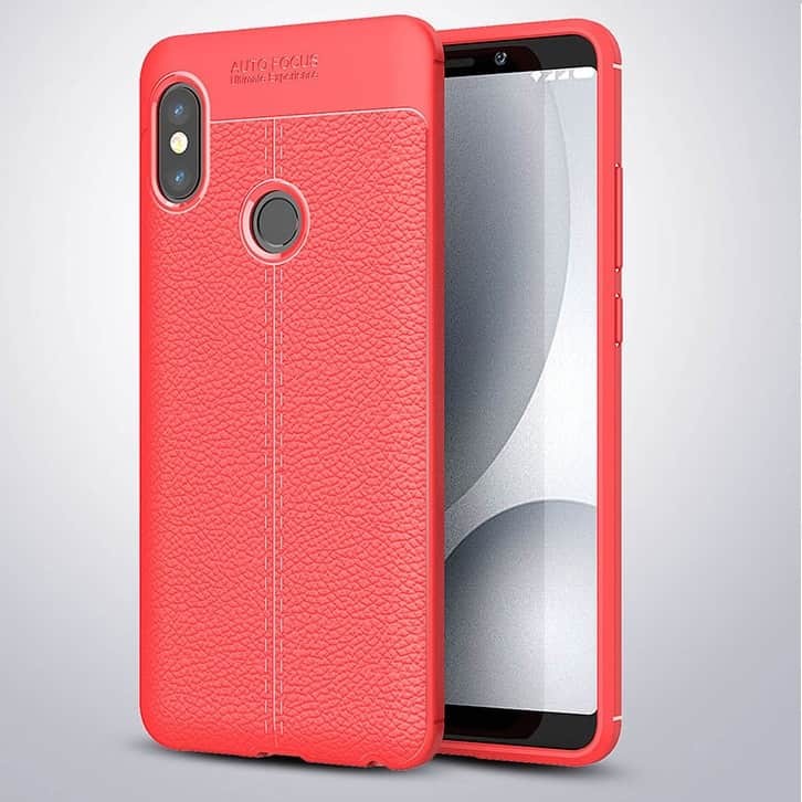Coque Silicone Xiaomi Redmi Note 5 Cuir 3D Rouge