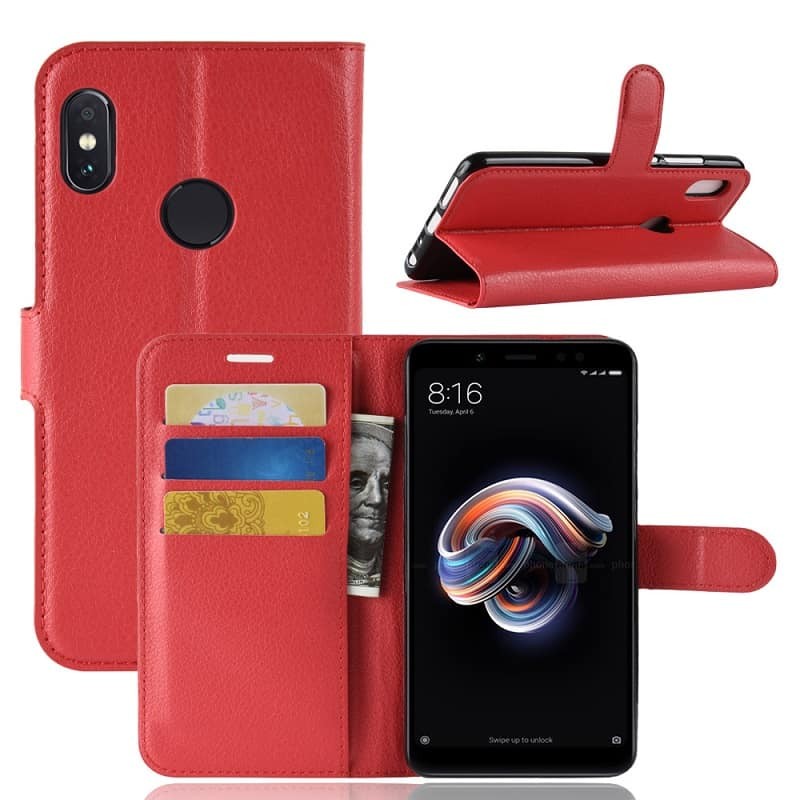 Etuis Portefeuille Xiaomi MI 6X Simili Cuir Rouge