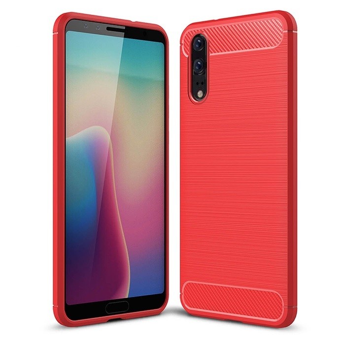 Coque Silicone Huawei P20 Brossé Rouge